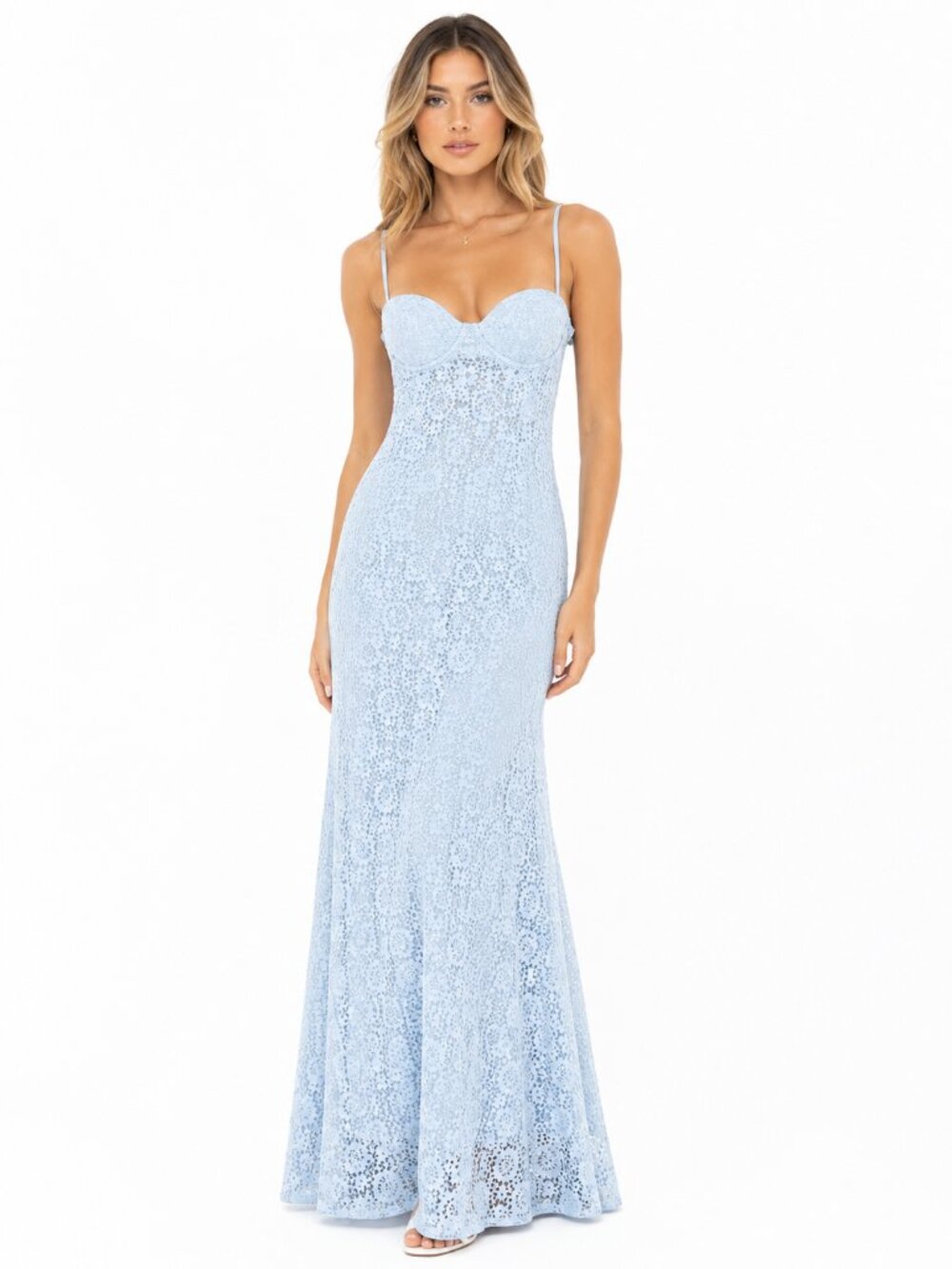 Peppermayo Sonia Light Blue Lace Maxi Dress - 10